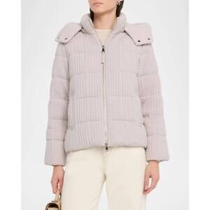 NEW PUROTATTO cable wool-cashmere puffer jacket in salice